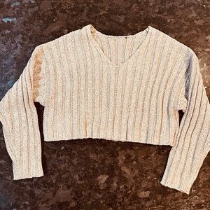 Cozy Tan Knit Crop Sweater